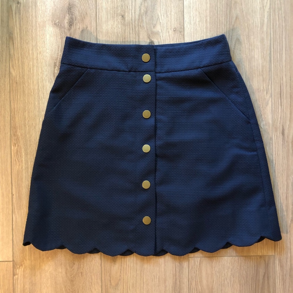 J.Crew Factory Button-Front Scallop Mini Skirt